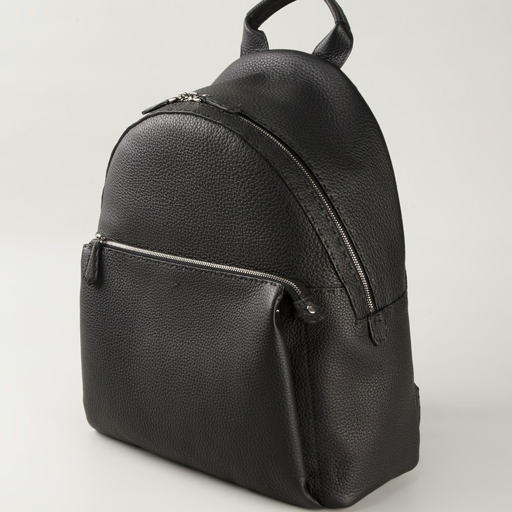 Fendi selleria black leather backpack